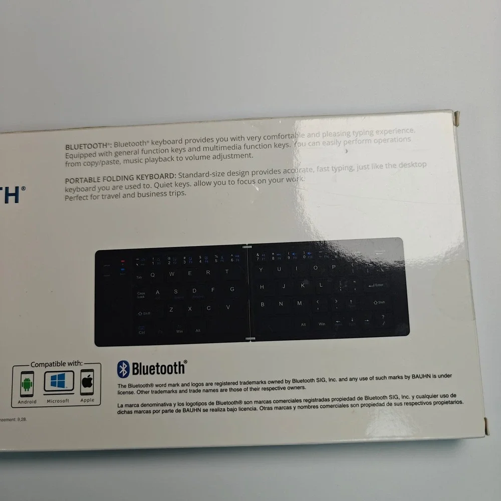 Bauhn Foldable Bluetooth Keyboard HT720 Black Portable Wireless USB-C New